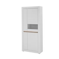 Vitrine Chester Weiß/Eichefarben B: 85cm - Eichefarben/Silberfarben, Design, Holzwerkstoff (85/198/35cm) - MID.YOU