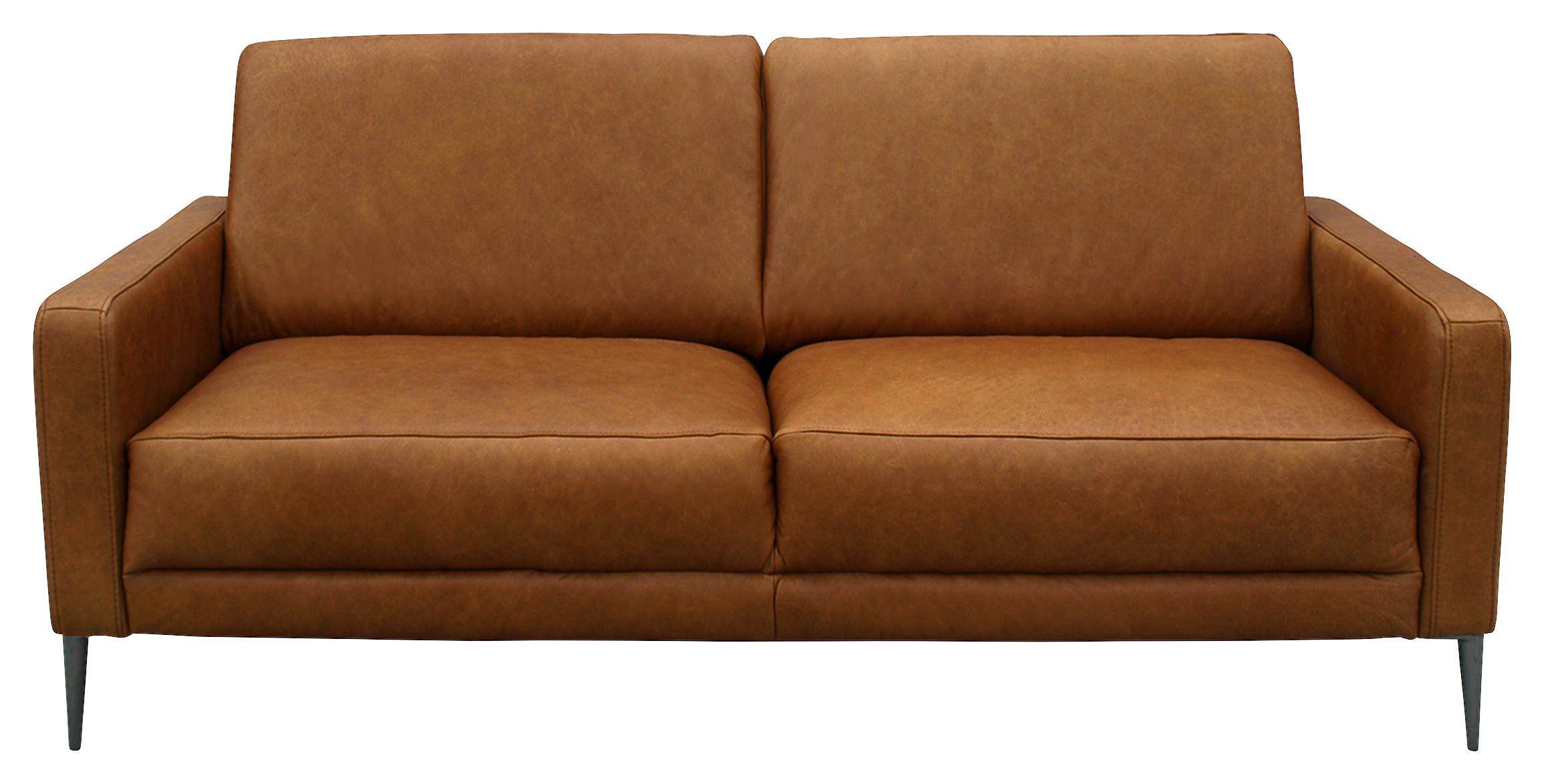 2-Sitzer-Sofa Spring, Cognac 157 cm - Cognac/Schwarzchrom, Design, Leder (157/85/92cm) - Livetastic