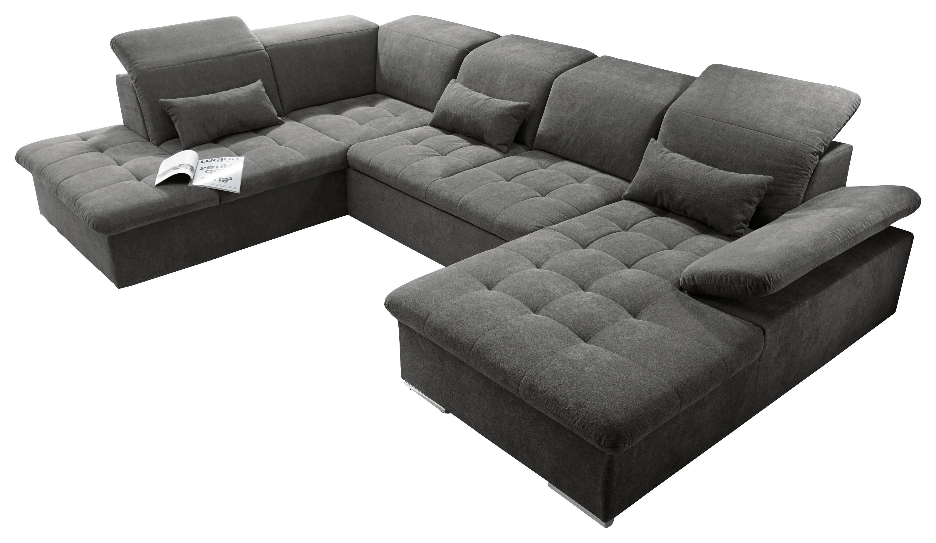 Rozkládací Sedací Souprava Wayne U, Tmavě Šedá - barvy stříbra/tmavě šedá, Konvenční, kompozitní dřevo/textil (240/340/188cm) - MID.YOU