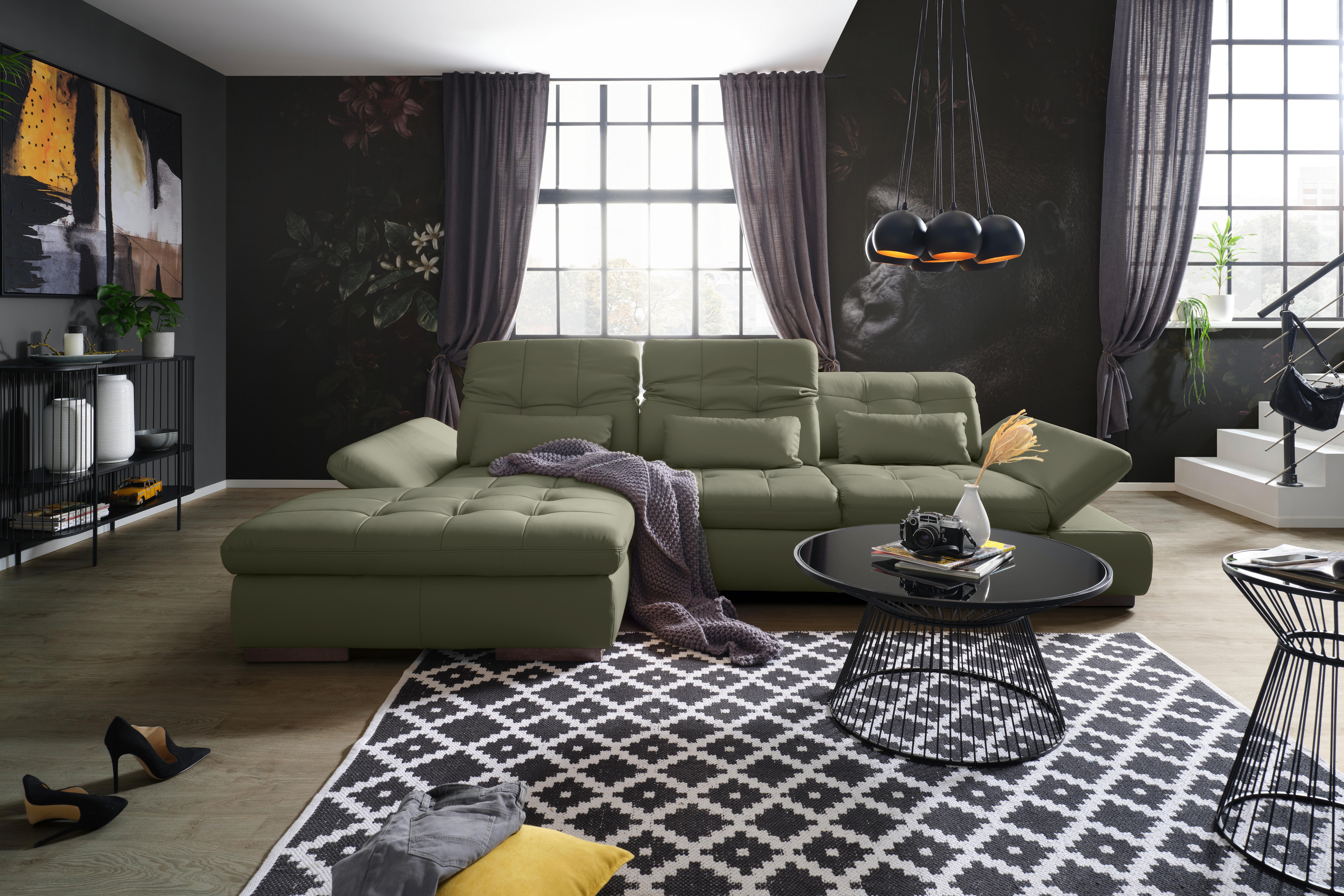 Rohová sedačka SANFINO, levá, antracitová pravá kůže - barvy chromu/antracitová, Konvenční, kov/kůže (199/305cm) - Premium Living
