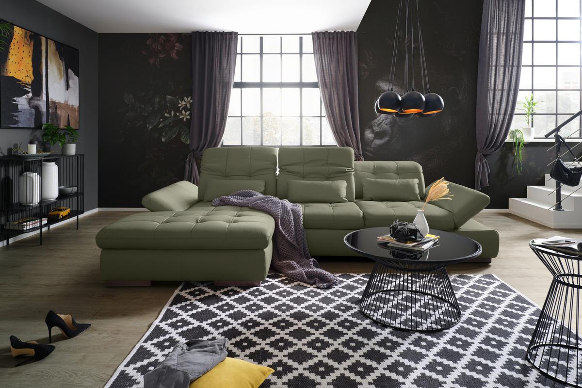 Rohová sedačka SANFINO, levá, antracitová pravá kůže - barvy chromu/antracitová, Konvenční, kov/kůže (199/305cm) - Premium Living