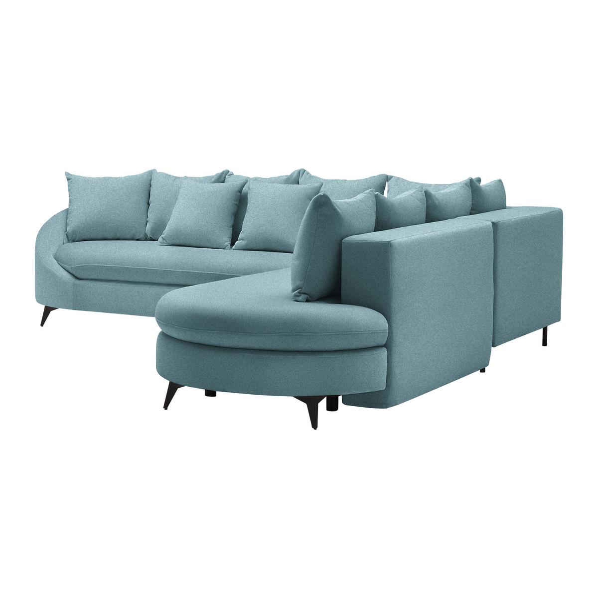 Rohová sedačka AXEL, pravá, modrá žinylka - modrá/černá, Moderní, kov/textil (291/250cm) - Mömax