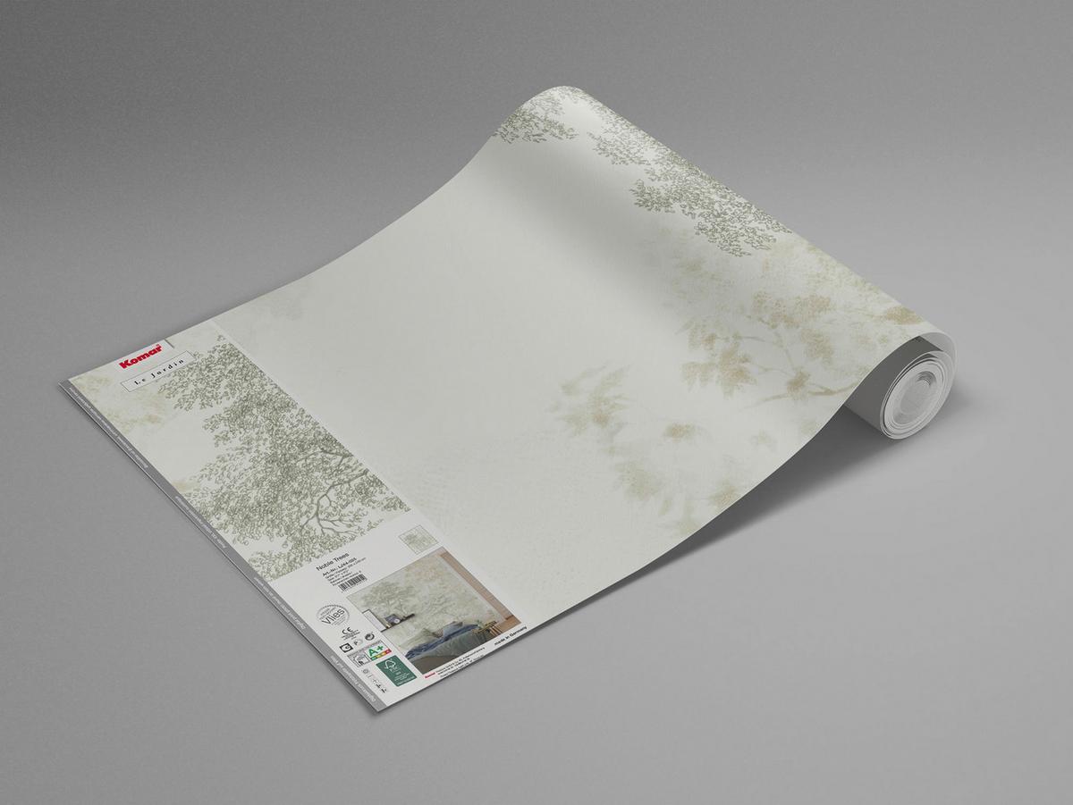 Vliestapete Noble Trees - Blau/Weiß, Basics (200/250cm) - Komar