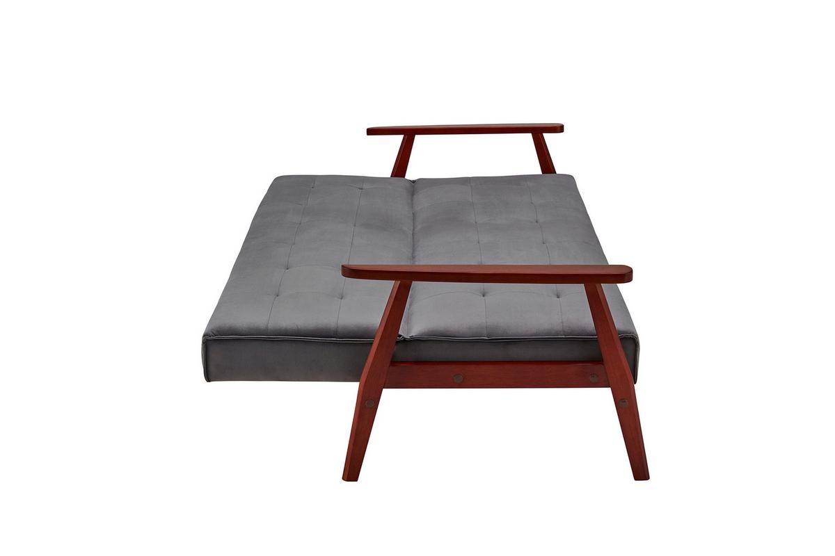 Schlafsofa Dunkelgrau B: 190 Cm - Kirschbaumfarben/Dunkelgrau, MODERN, Holz/Textil (190/81/85cm) - Livetastic