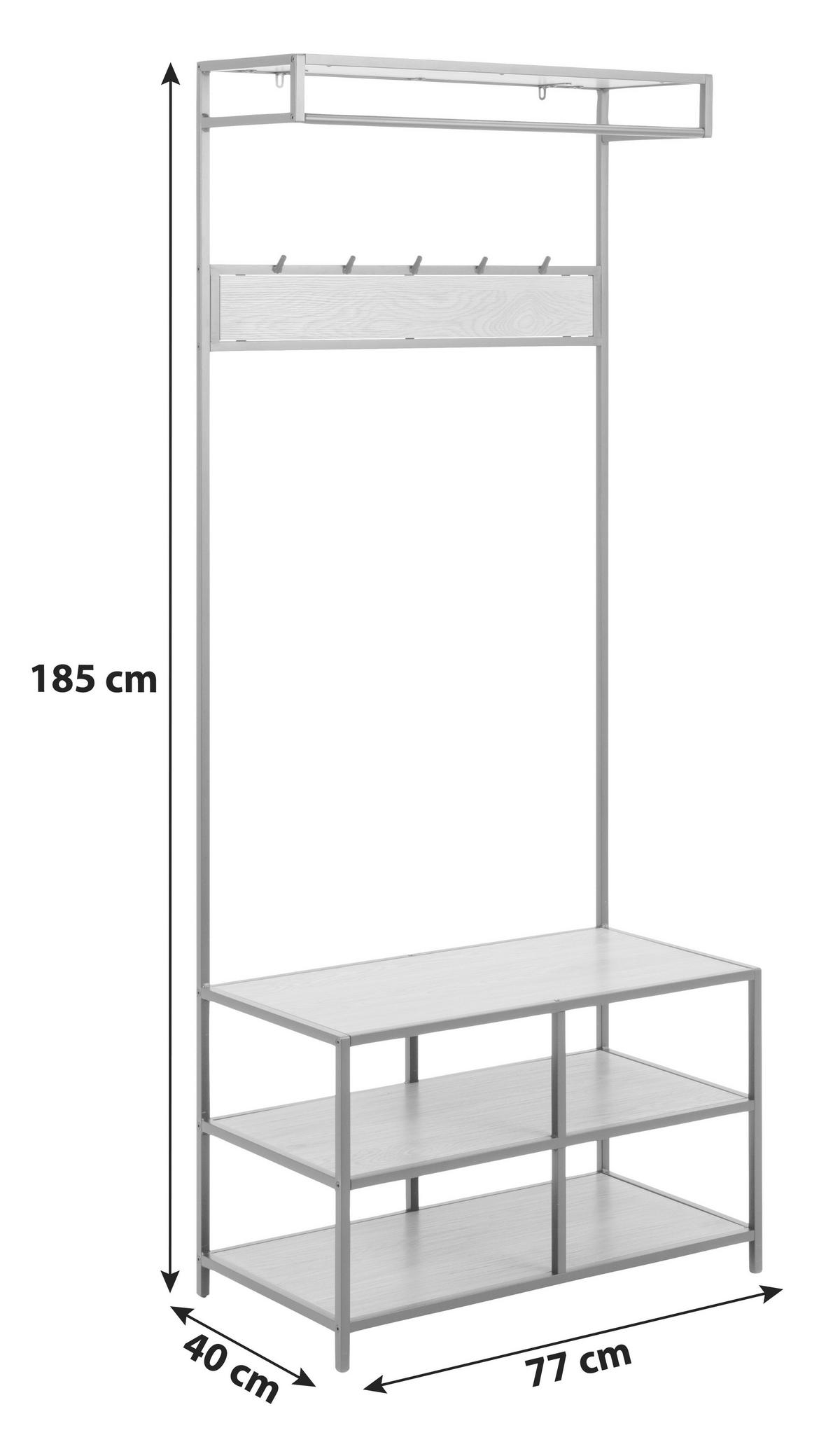 Šatna SEAFORD divoký dub - divoký dub/černá, Trend, kov/kompozitní dřevo (77/185/40cm) - MID.YOU
