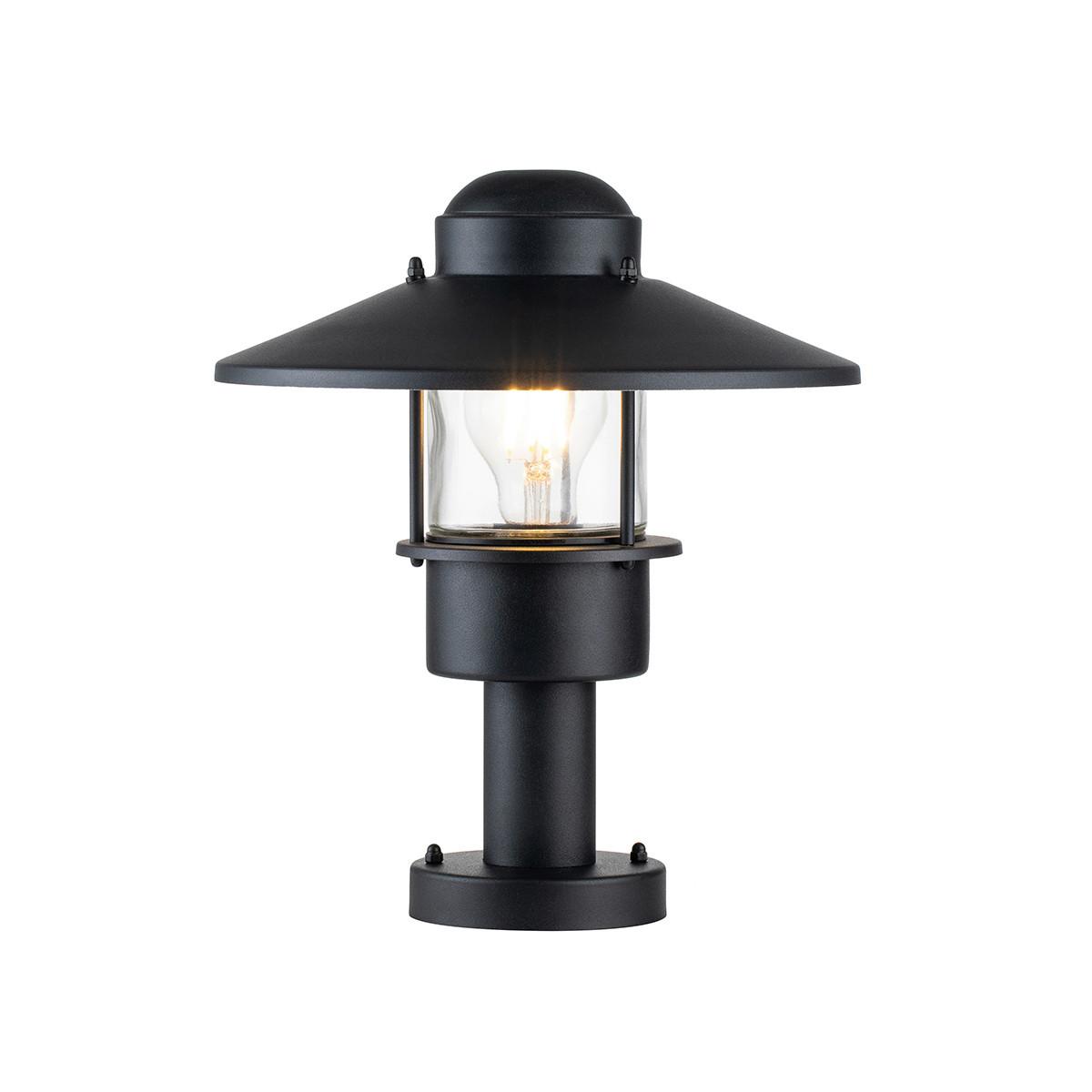 SOCKELLEUCHTE KLAMPENBORG-PED-BK - Schwarz, KONVENTIONELL, Glas/Metall (27.5/31.8cm) - Elstead Lighting