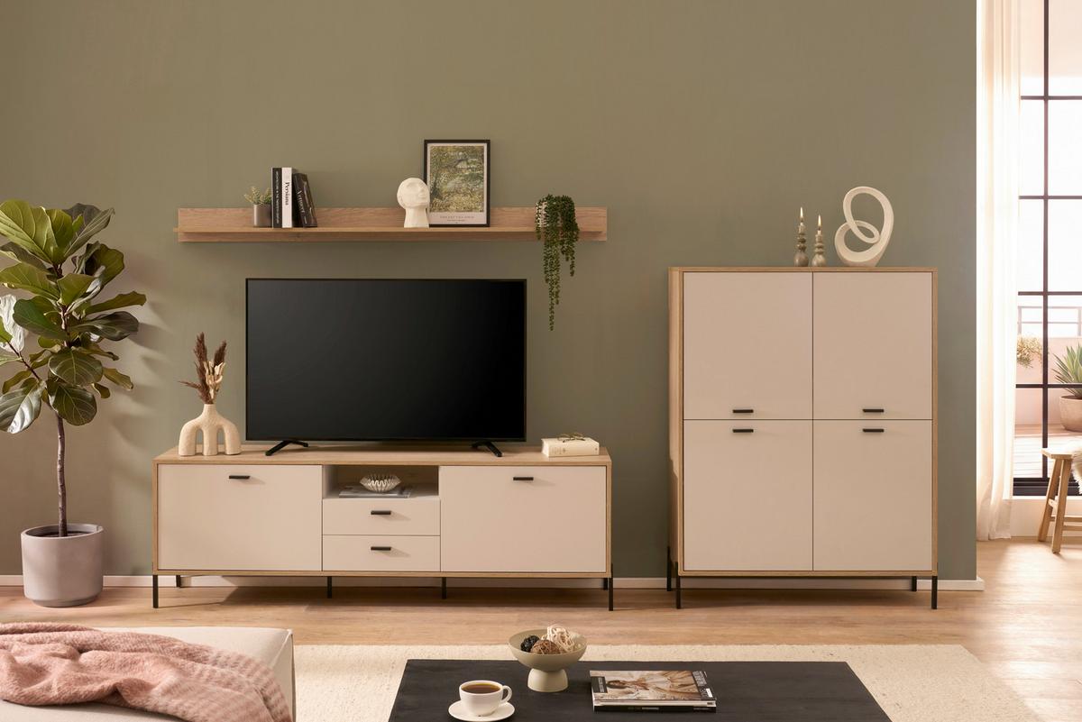 Wohnwand Fredericia Kaschmir/Eichefarben B: 320 cm - Kaschmir/Eichefarben, Design, Holzwerkstoff (320/170/40cm) - MID.YOU