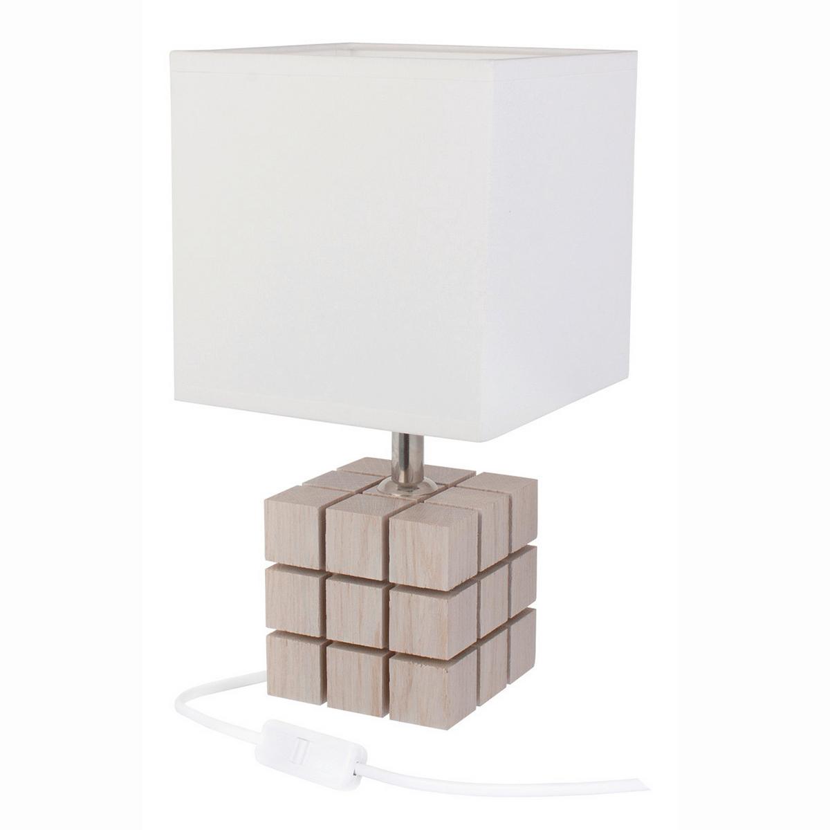 Tischleuchte 4113448 Rubi- Weiß Lasiert - Weiß, Basics, Holz/Textil (16/16/30cm)