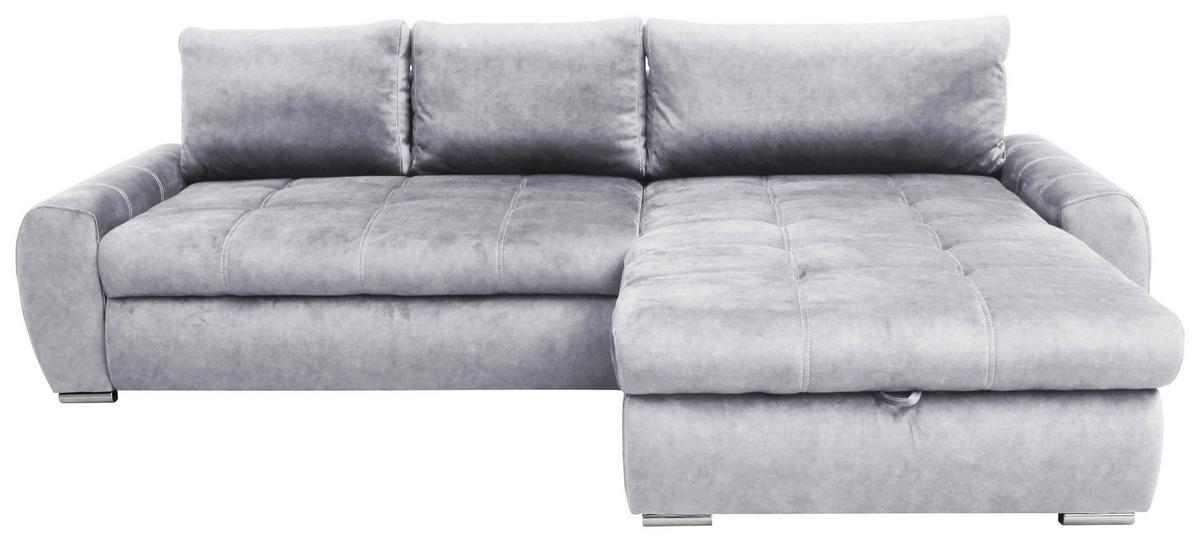 Rohová sedačka SOLAR, oboustranná, šedý samet - šedá/barvy chromu, Moderní, textil (277/175cm)