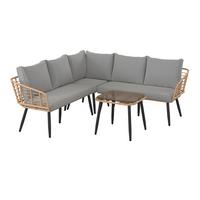 Lounge Garnitúra Poros - natúr/szürke, Modern, műanyag/Üveg (122/65cm) - Beldano
