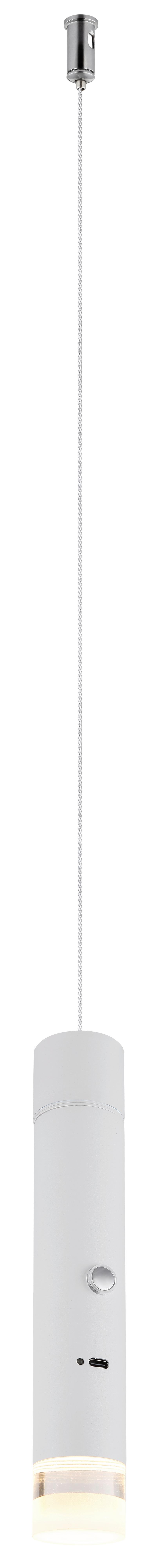 AKKU-LED-HÄNGELEUCHTE PELO - bílá/čiré, Design, kov/plast (38/120cm) - Globo