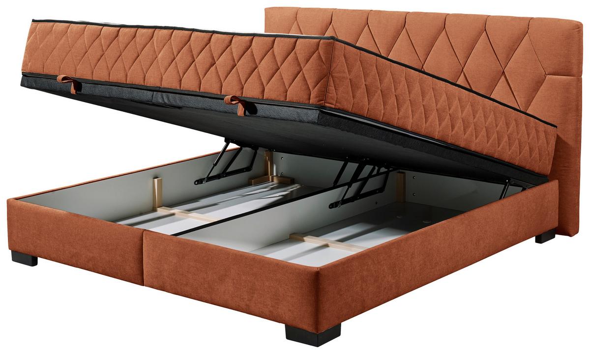 Boxbett Nagol B - Cognac/Schwarz, MODERN, Holzwerkstoff/Textil (180/200cm) - MID.YOU