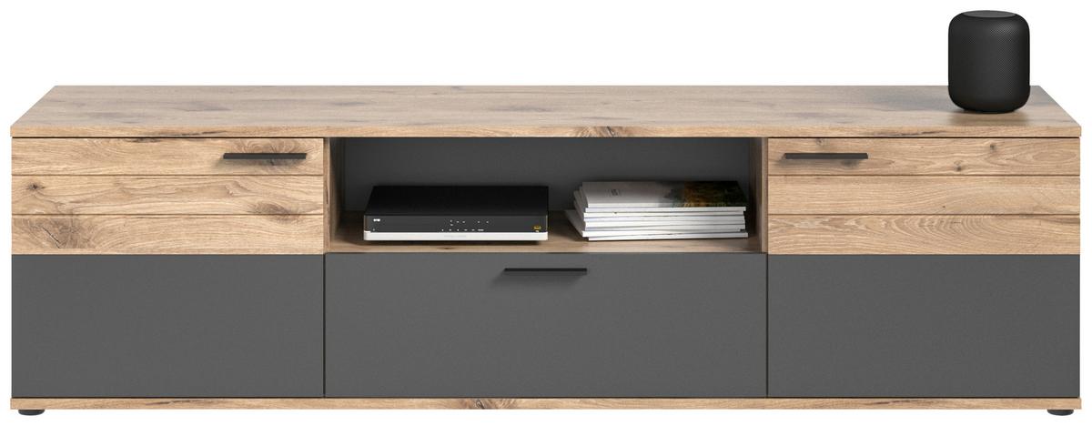 Wohnwand Basalt Grau Nachbildung,324 cm - Glas/Holzwerkstoff (324/200/47cm) - MID.YOU
