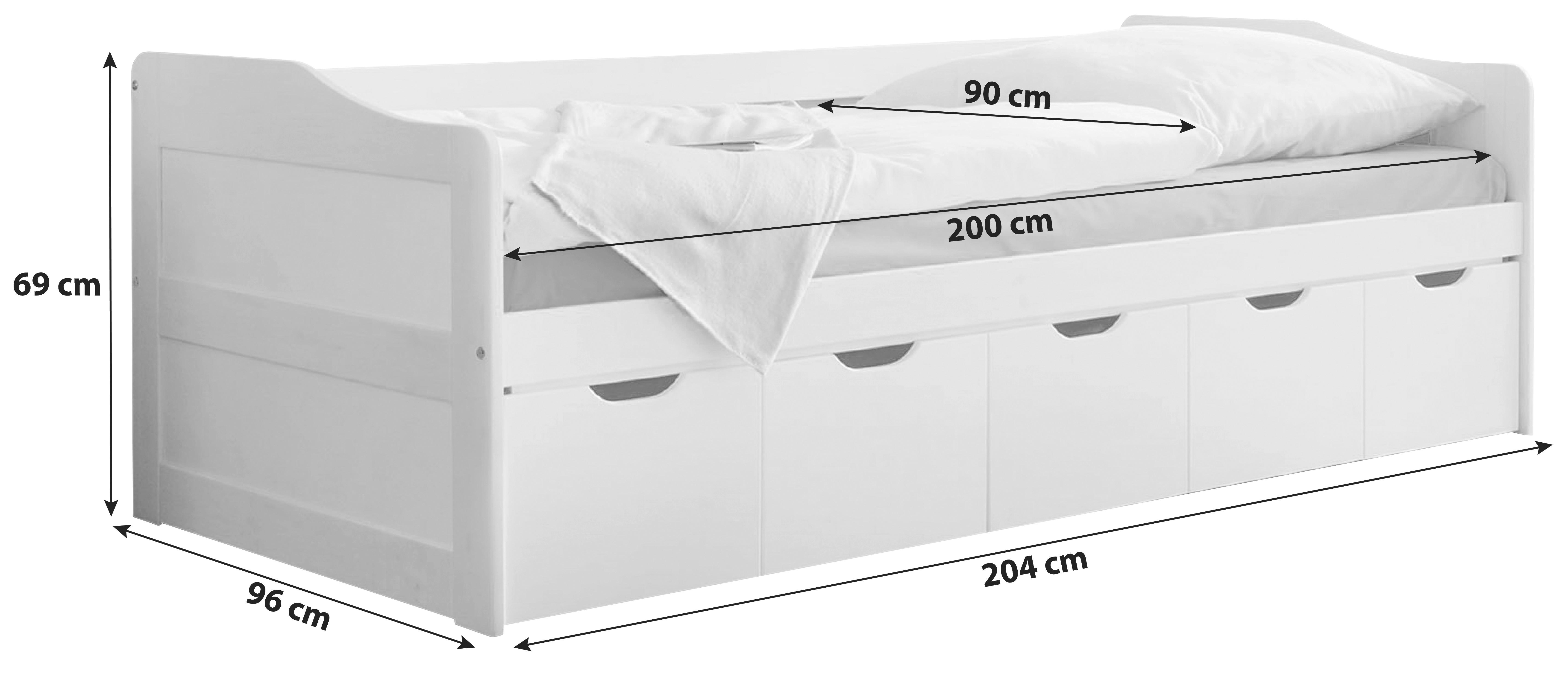 Posteľ s úložným priestorom MARIA biela - biela, Modern, drevo (90/200cm) - MID.YOU