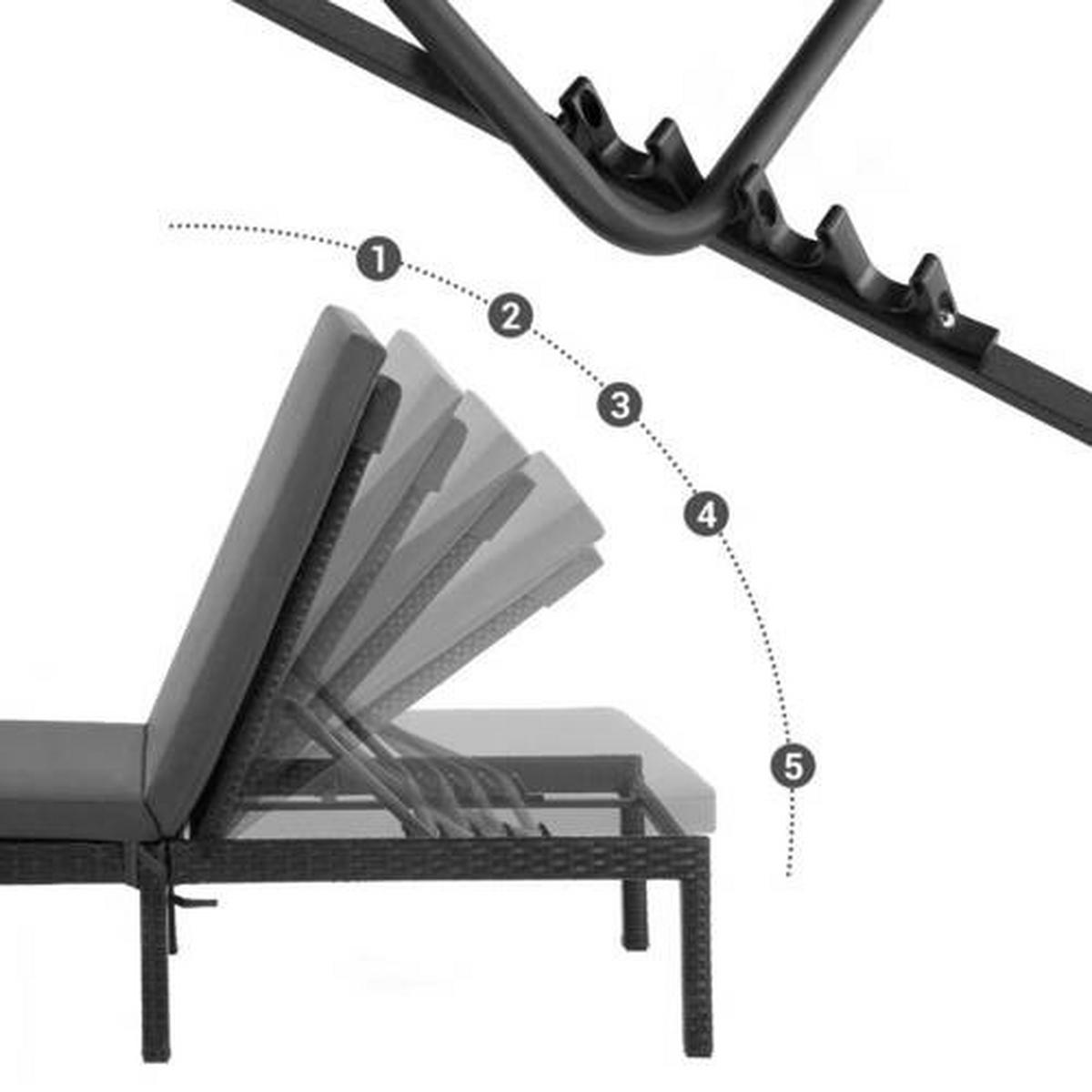 Gartenliege Schwarz Klappbar, B: 59 Cm - Schwarz, MODERN, Kunststoff/Textil (59/33/198cm) - Modante