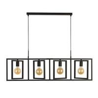 Hängeleuchte Plaza H: 150 cm 4-Flammig, höhenverstellbar - Schwarz, LIFESTYLE, Metall (113,5/25/150cm)