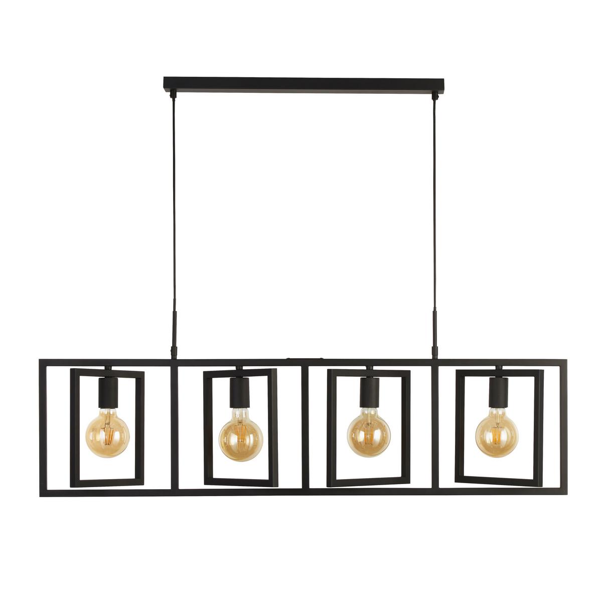 Hängeleuchte Plaza H: 150 cm 4-Flammig, höhenverstellbar - Schwarz, LIFESTYLE, Metall (113,5/25/150cm)