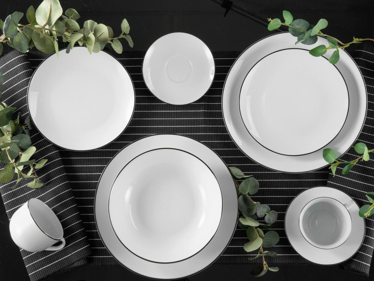 Kombinovaná souprava 30- dílna - bílá/černá, Basics, keramika (35/31/32cm) - Creatable