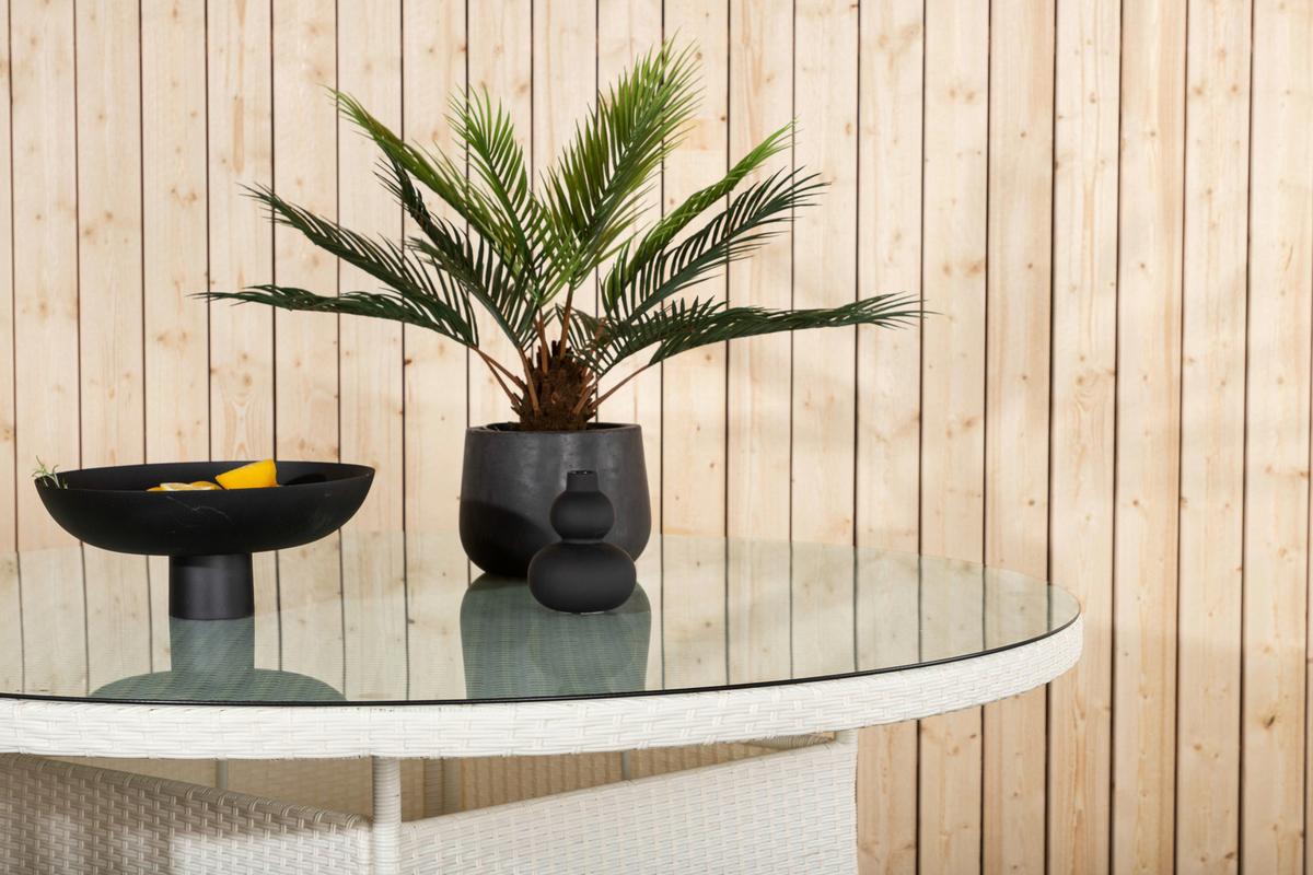 Gartentisch Volta - Weiß, KONVENTIONELL, Glas/Kunststoff (150/150/74cm) - Gardenson