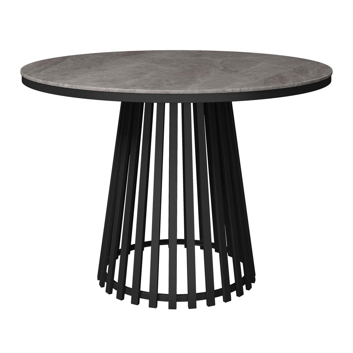 Jídelní stůl Pela, P: 110 cm - šedá/černá, Moderní, kov/kompozitní dřevo (110/110/75cm) - Bessagi Home