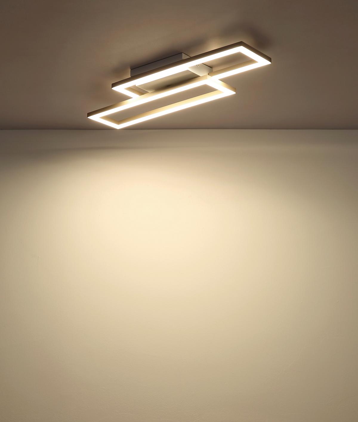 LED-DECKENLEUCHTE 3000/4000/6000K - Sandfarben/Weiß, Design, Kunststoff (55/15,5/5,5cm) - Globo