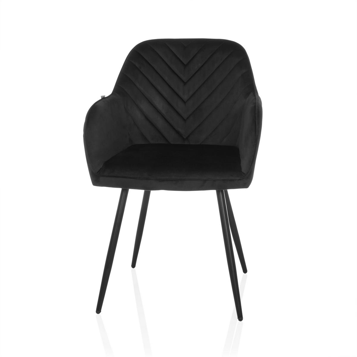 Armlehnstuhl Charvelle Schwarz B: 55 Cm - Schwarz, MODERN, Textil/Metall (55/86/58cm) - MID.YOU