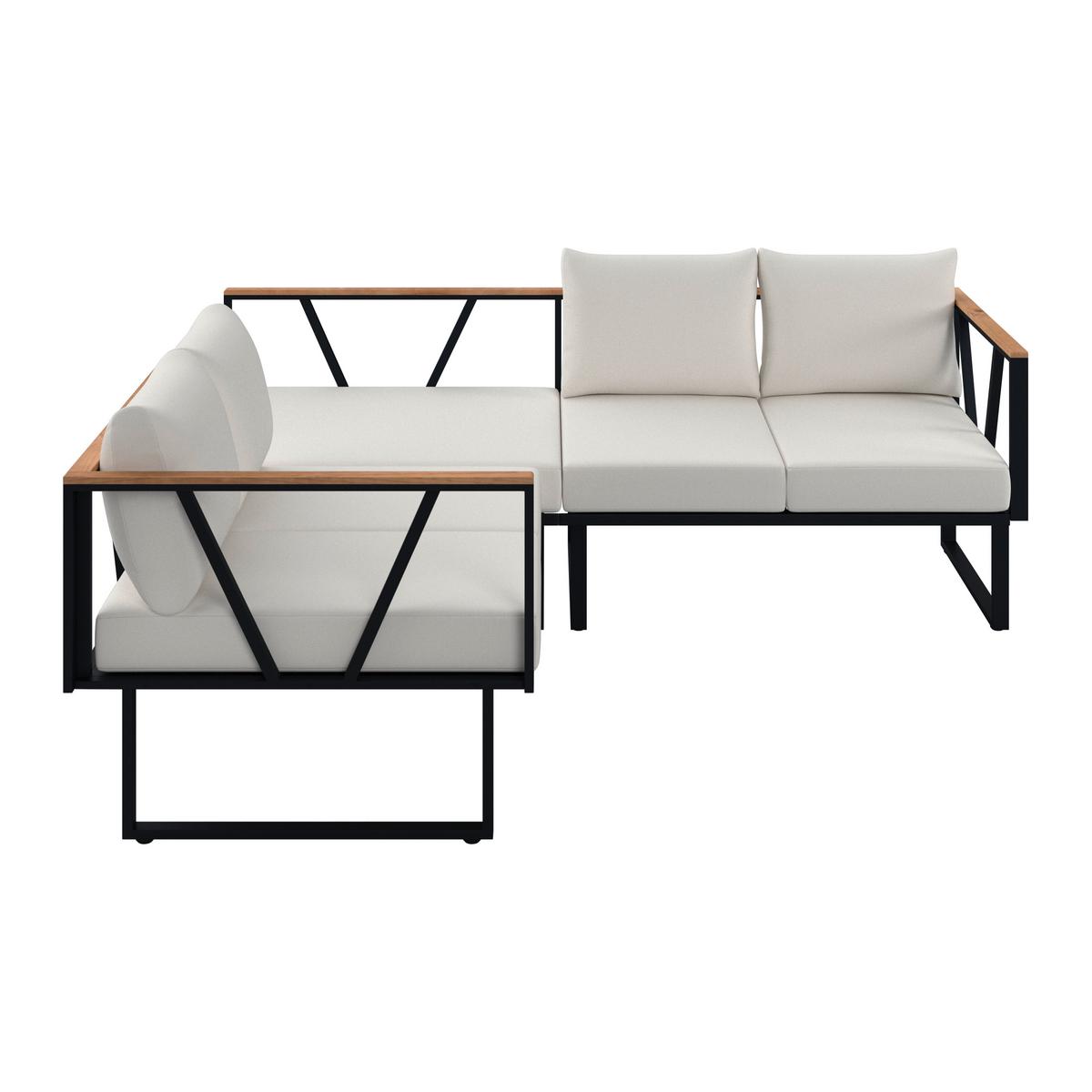 TERASOVÁ SEDACIA SÚPRAVA LORETTA - čierna/farba akácie, Modern, kov/drevo (80/75/80cm) - Bessagi Garden