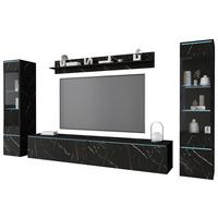 Wohnwand Vera II 4-teilig Schieferfarben B: 240cm - Schieferfarben/Grau, Design, Glas/Holzwerkstoff (240/130/33cm) - P & B