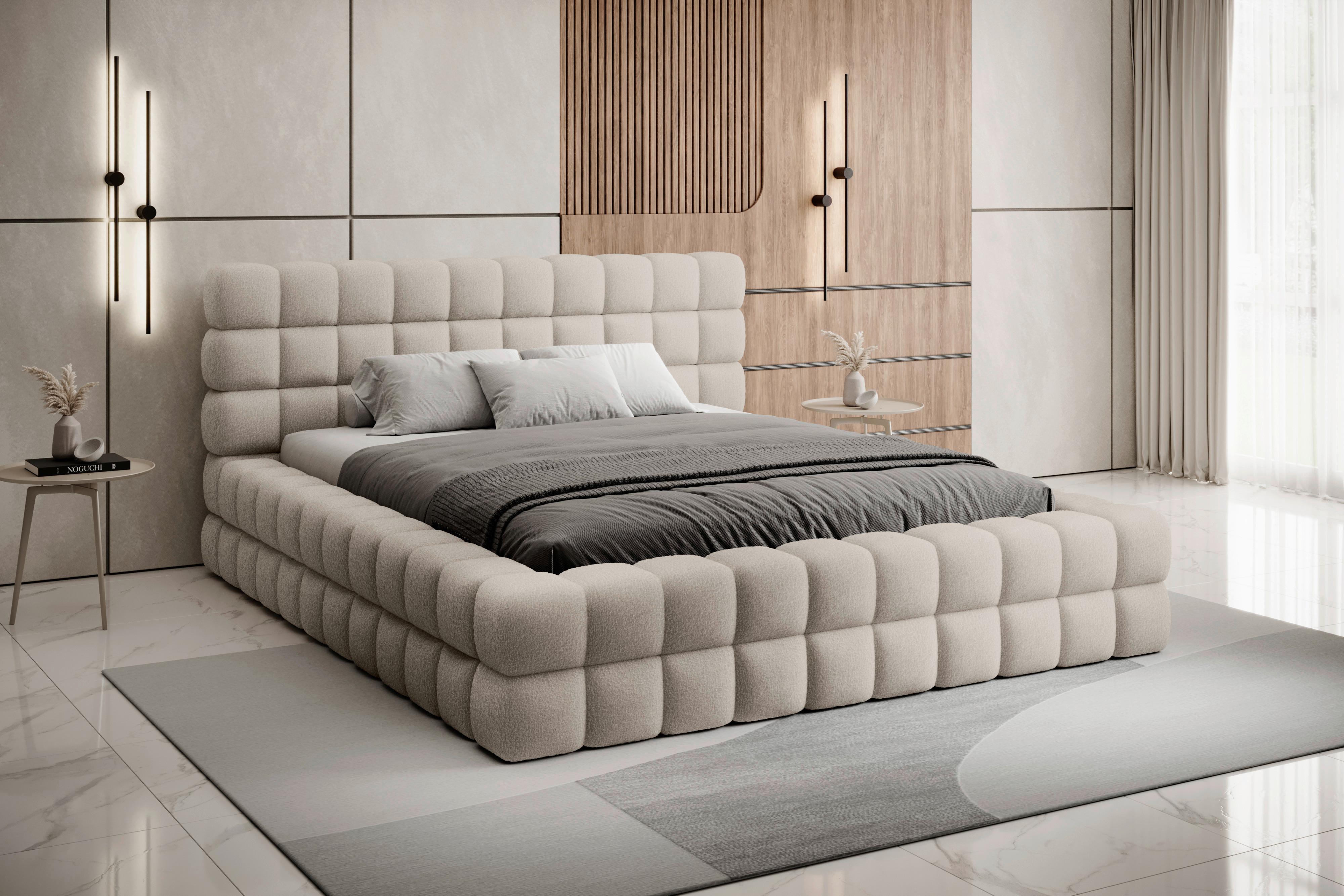 Polsterbett Dizzle Beige Lf: 160x200 cm - Beige/Schwarz, MODERN, Holz/Textil (160/200cm) - MID.YOU