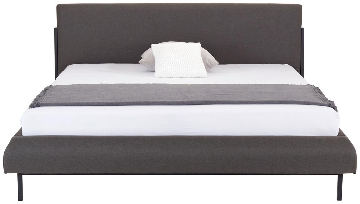 Nízká čalouněná postel SANDY, 180x200, tmavě šedá - černá/tmavě šedá, Moderní, kov/dřevo (180/200cm) - Livetastic