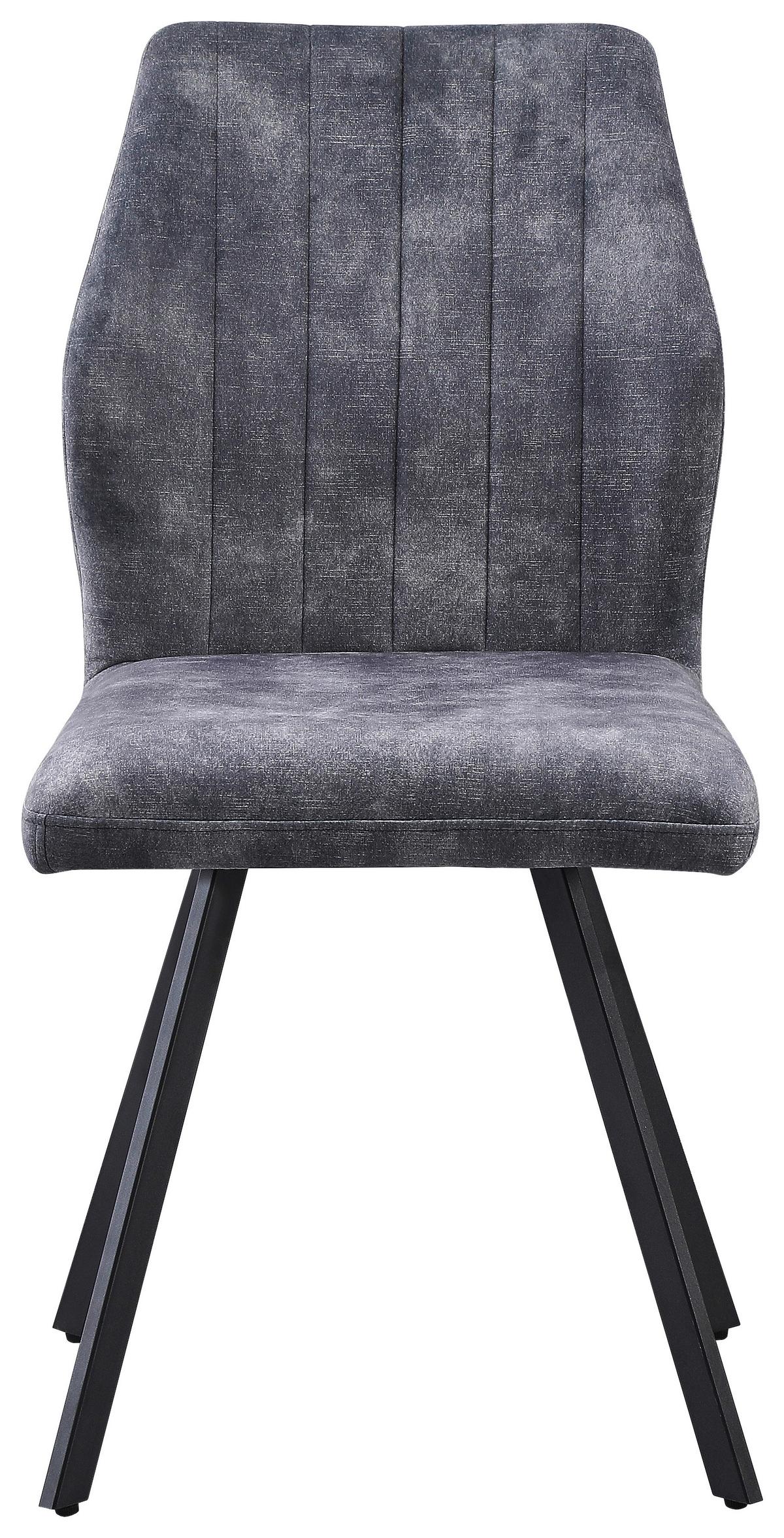 Vierfußstuhl Johanna Bezug Webstoff Grau - Schwarz/Grau, MODERN, Textil/Metall (46/90/60cm)