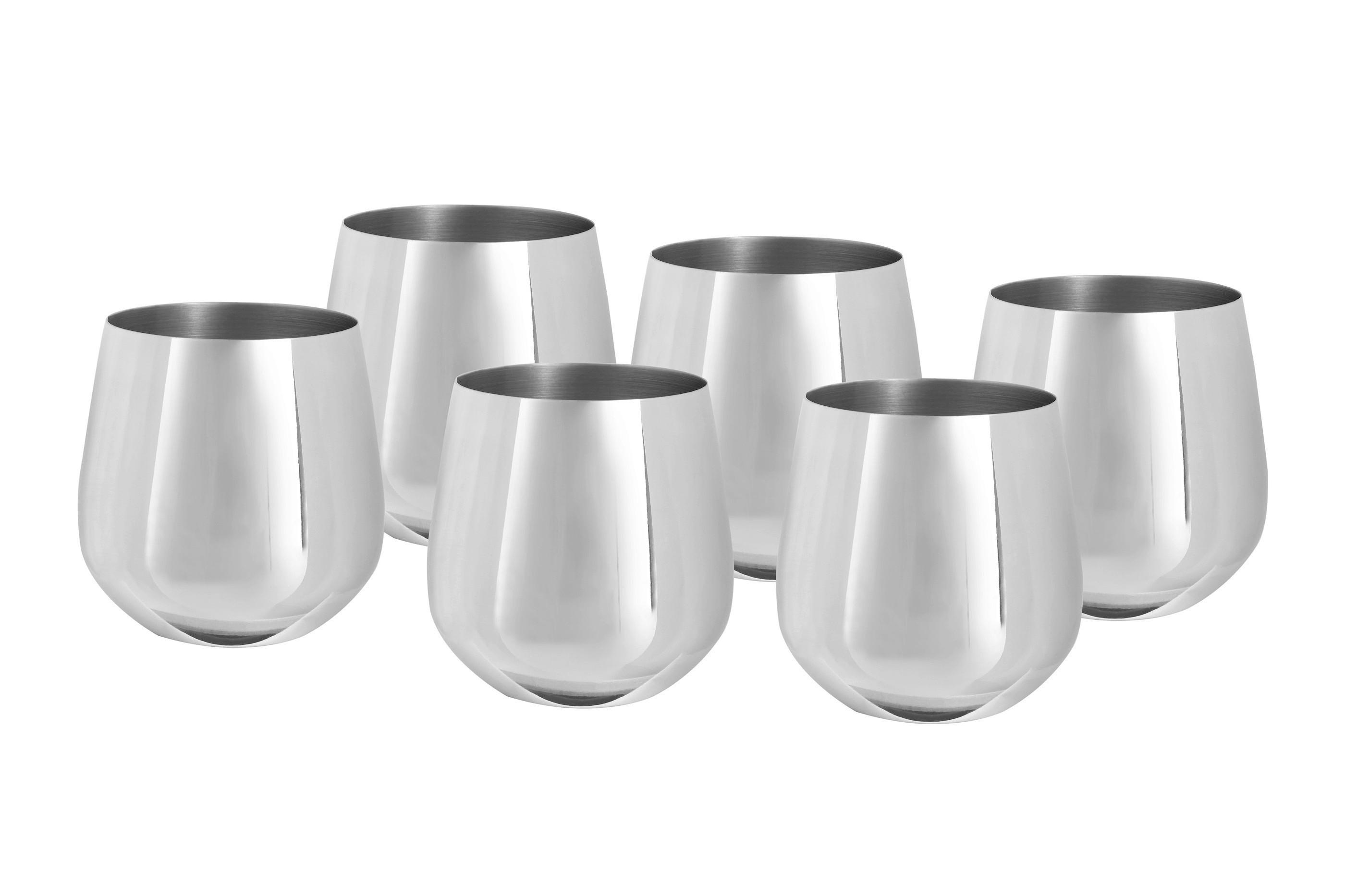 Wasserglas 6er-Set je ca. 500 ml - Silberfarben, Trend, Metall (9,9cm) - Echtwerk