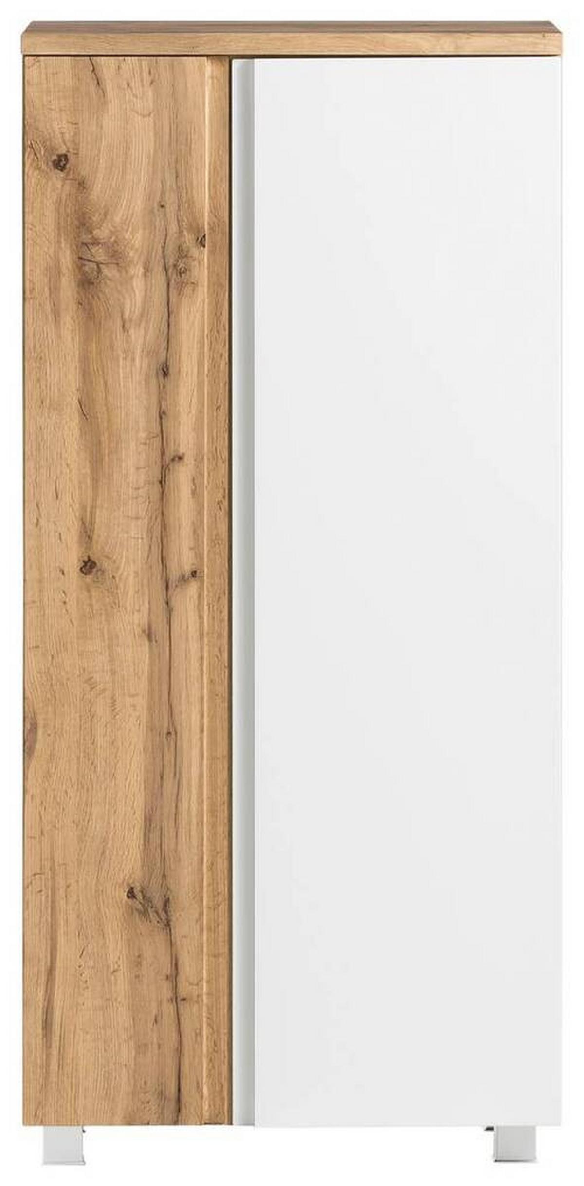 Midischrank Bad Varese B: 65 cm Weiß/Wotaneiche Dekor - Eiche Wotan/Weiß, MODERN, Holzwerkstoff (65/130/35cm) - Held