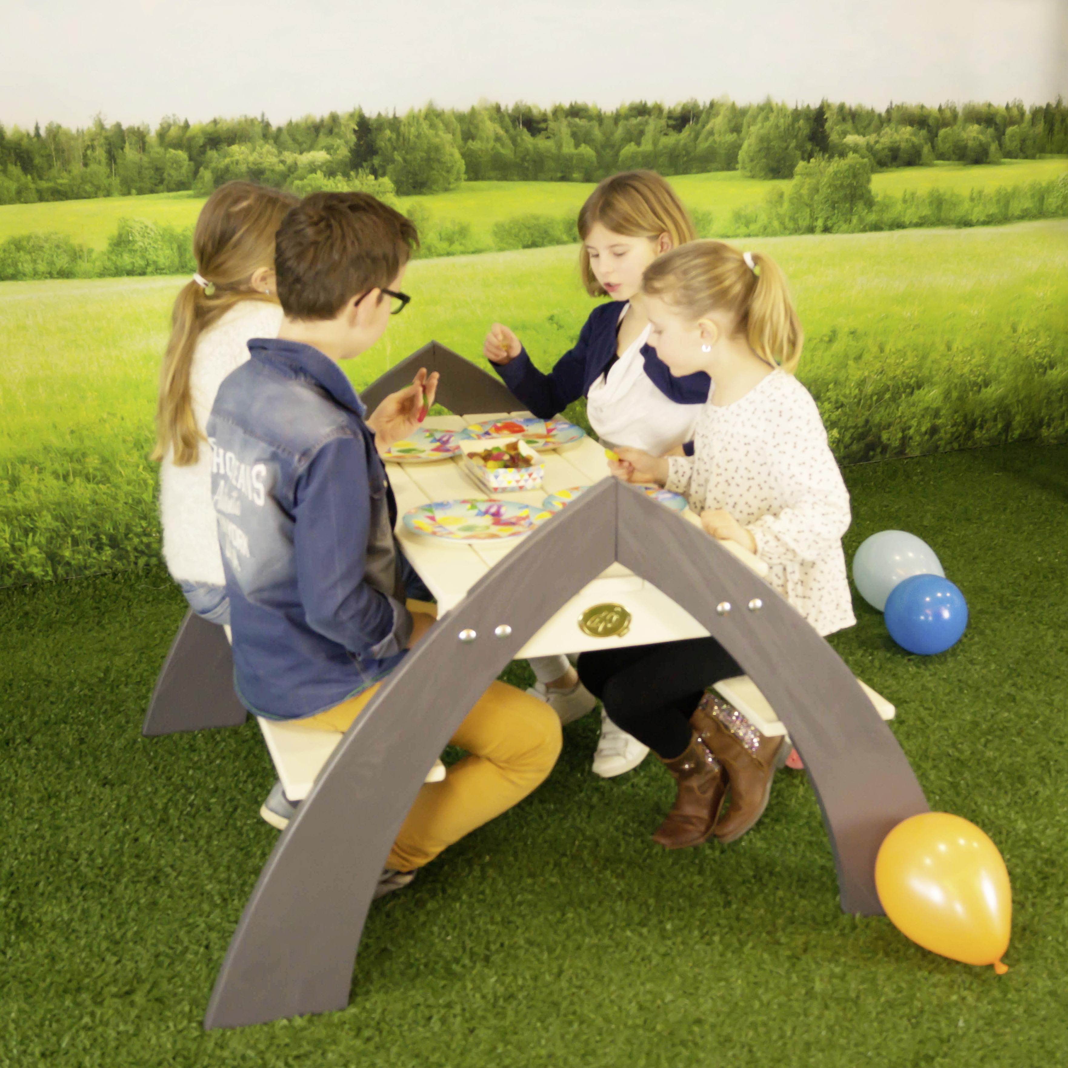 Kinder-gartentisch Dunkelblau/ Grau/weiß Holz Wetterbeständig - Weiß/Dunkelblau, Basics, Holz (119/75/108cm) - Ambia Garden