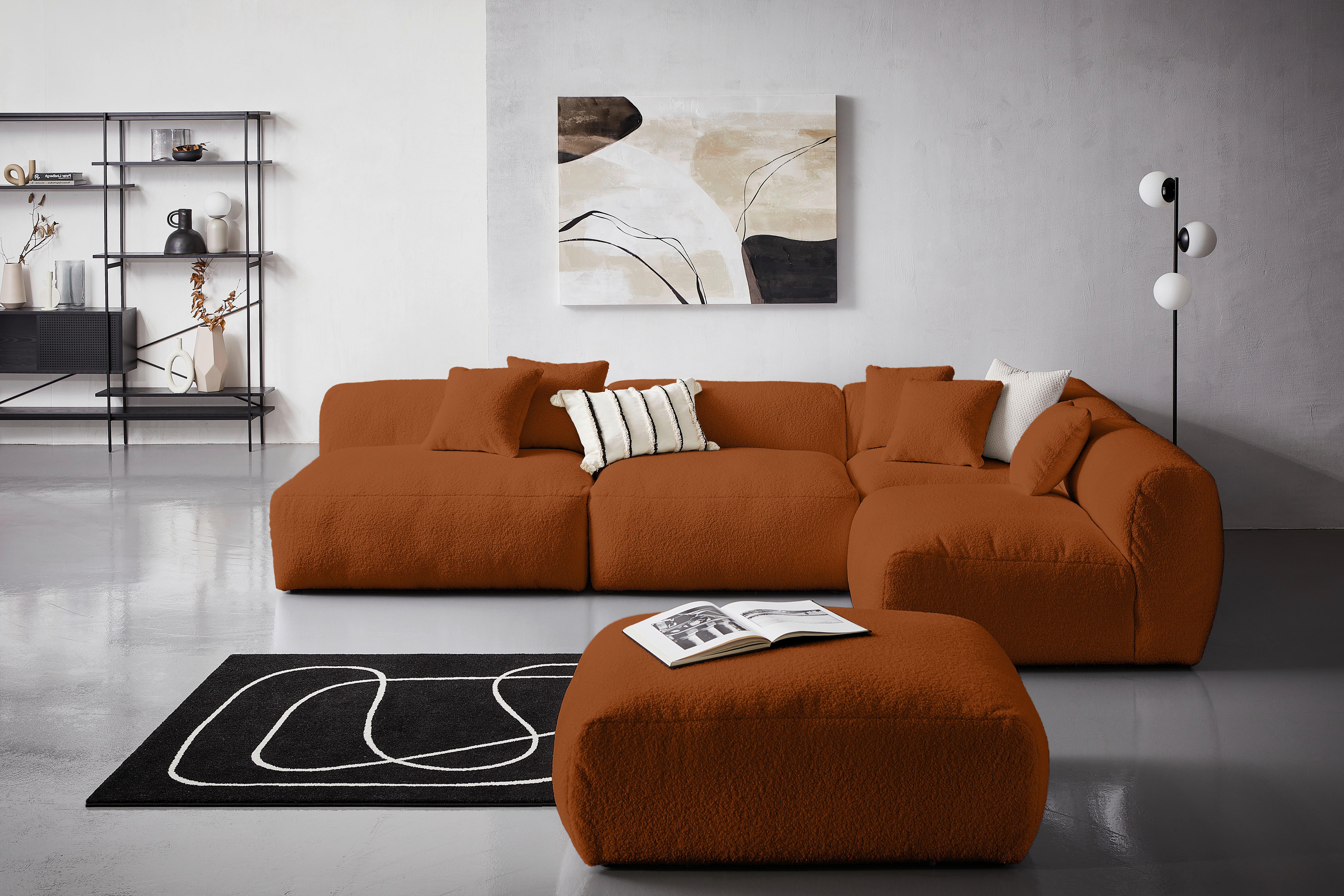 Ecksofa Bloom Mit Hocker Rostfarben - Rostfarben, Trend, Textil (315/235cm) - Livetastic