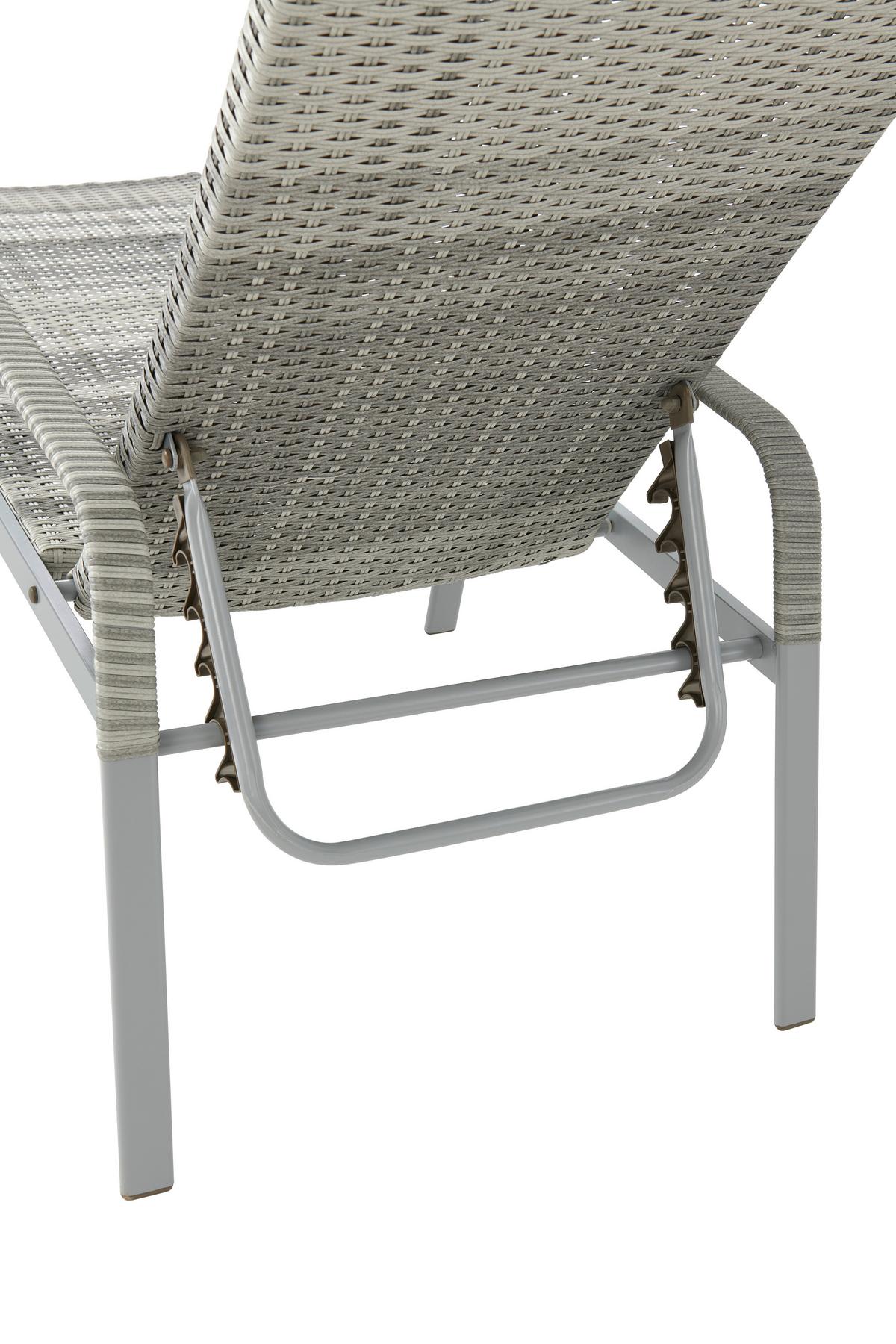 Sonnenliege Maja Aus Polyrattan, verstellbar - Grau, MODERN, Kunststoff/Metall (64.5/52/202cm) - Luca Bessoni