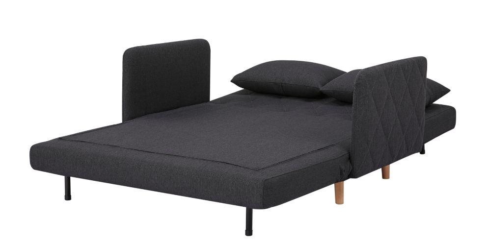 2-Sitzer-Sofa mit Schlaffunkt. Dorry mit Kissen Schwarz - Schwarz/Naturfarben, MODERN, Holz/Textil (132/81/90cm) - Luca Bessoni