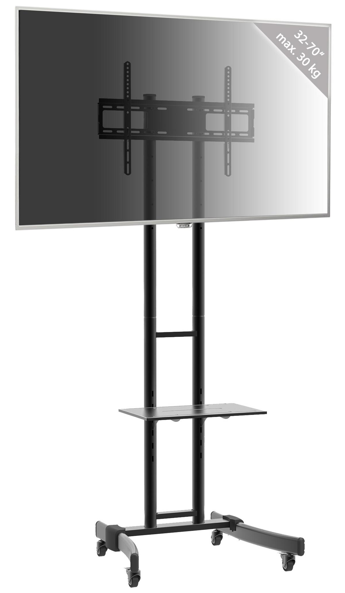 TV-Rack Bis 70“ drehbar Mit Rollen B-Ms 190 Max. 30 Kg - Schwarz, Basics, Metall (76/174/66cm) - MID.YOU