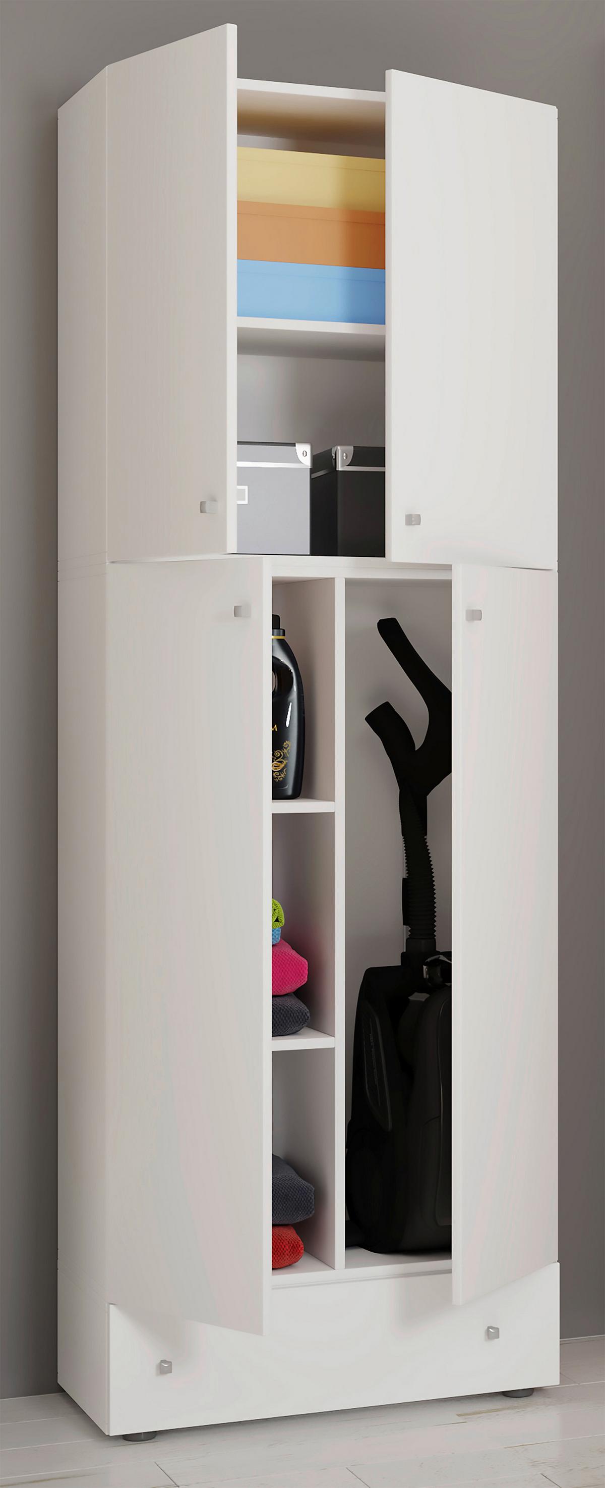 Mehrzweckschrank Lona Xxl Weiß Stehend Bxh: 70x200 Cm - Schwarz/Weiß, MODERN, Holzwerkstoff (70/200/39cm) - MID.YOU