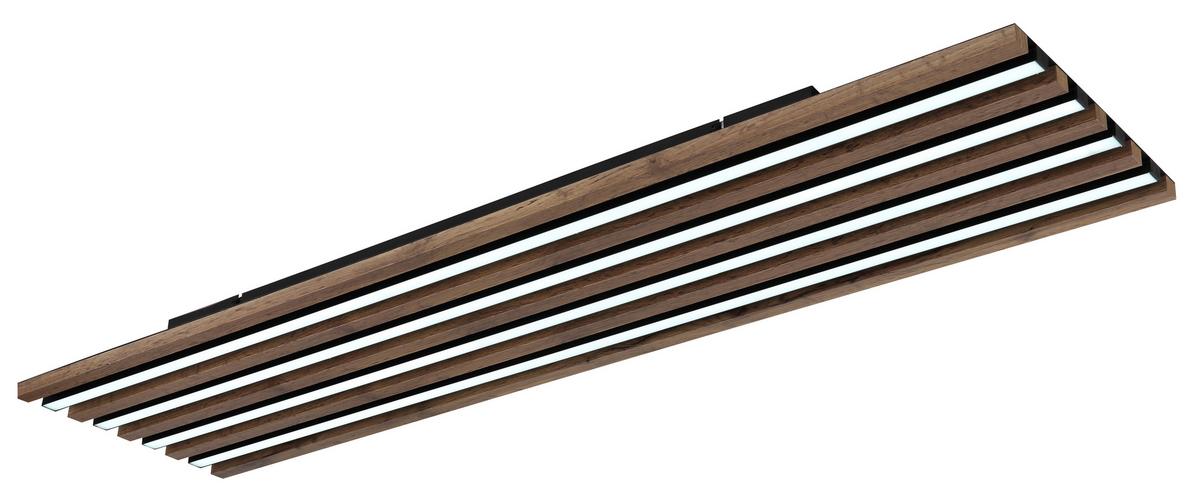 LED-DECKENLEUCHTE 67347D5CCT HAYDEN - Dunkelbraun/Schwarz, Natur, Holzwerkstoff/Kunststoff (120/30/6cm) - Globo