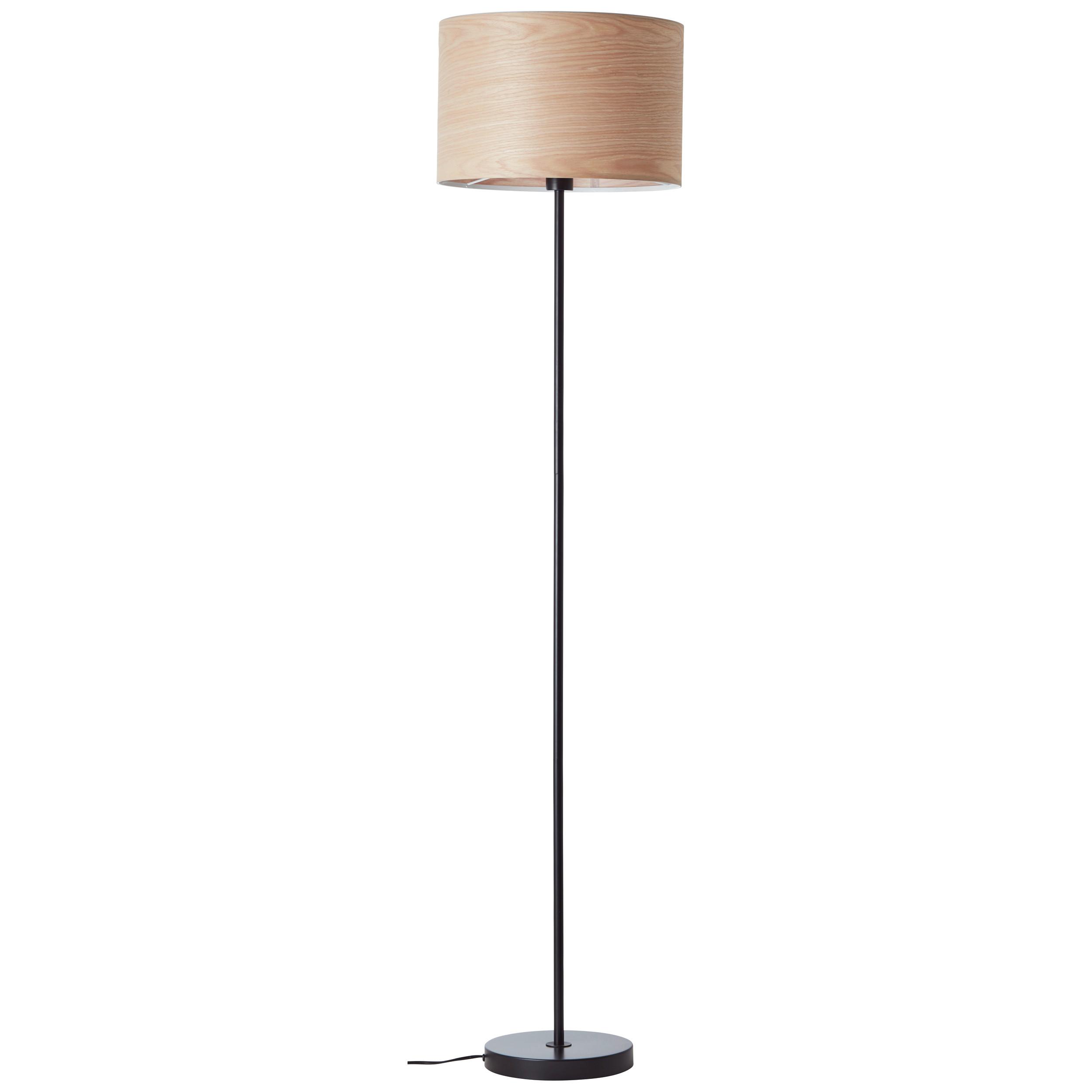 Stehlampe Holz Romm Hellbraun/Schwarz, Fußschalter