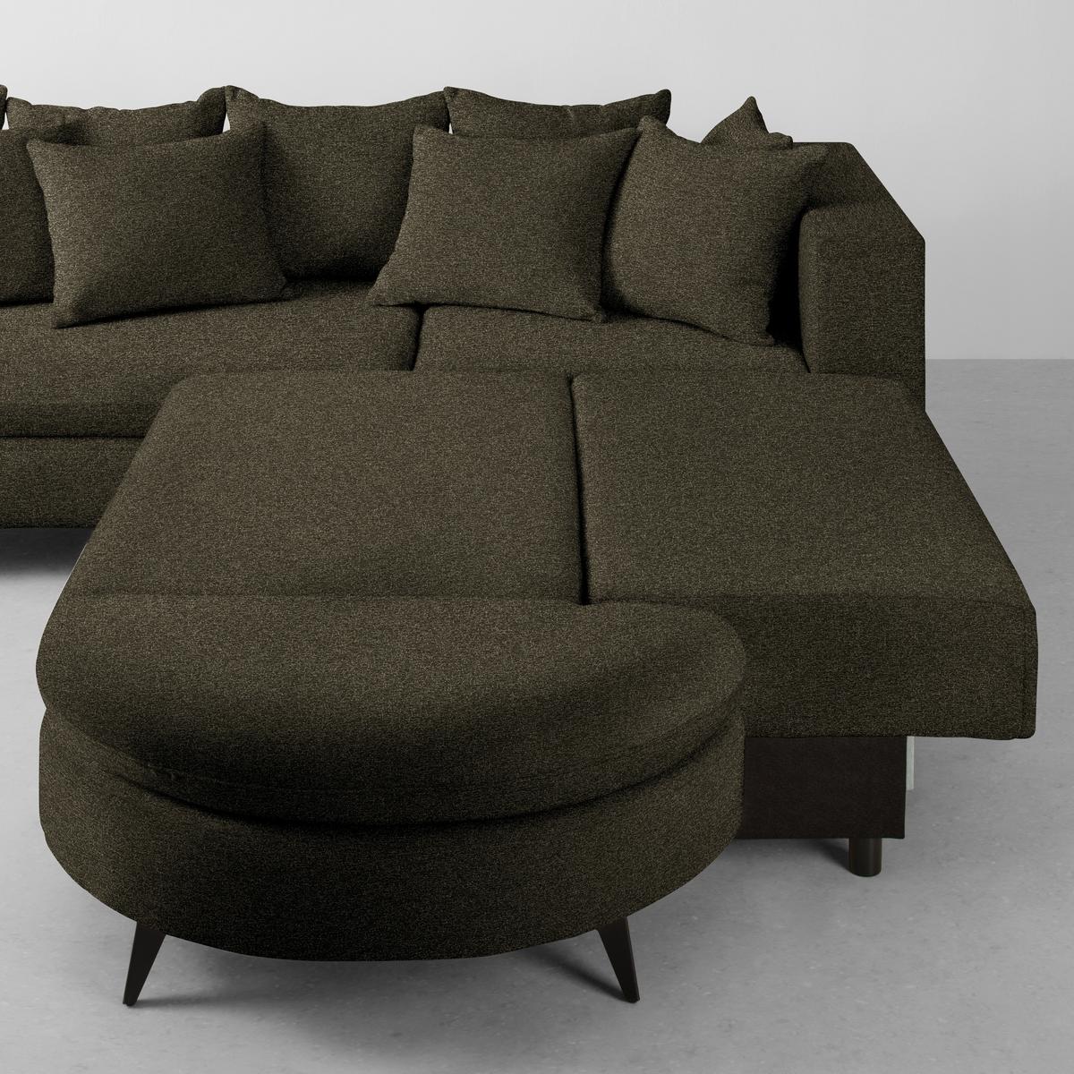 Rohová sedačka AXEL, pravá, tmavě zelená tkanina - černá/tmavě zelená, Moderní, kov/textil (291/250cm) - Mömax