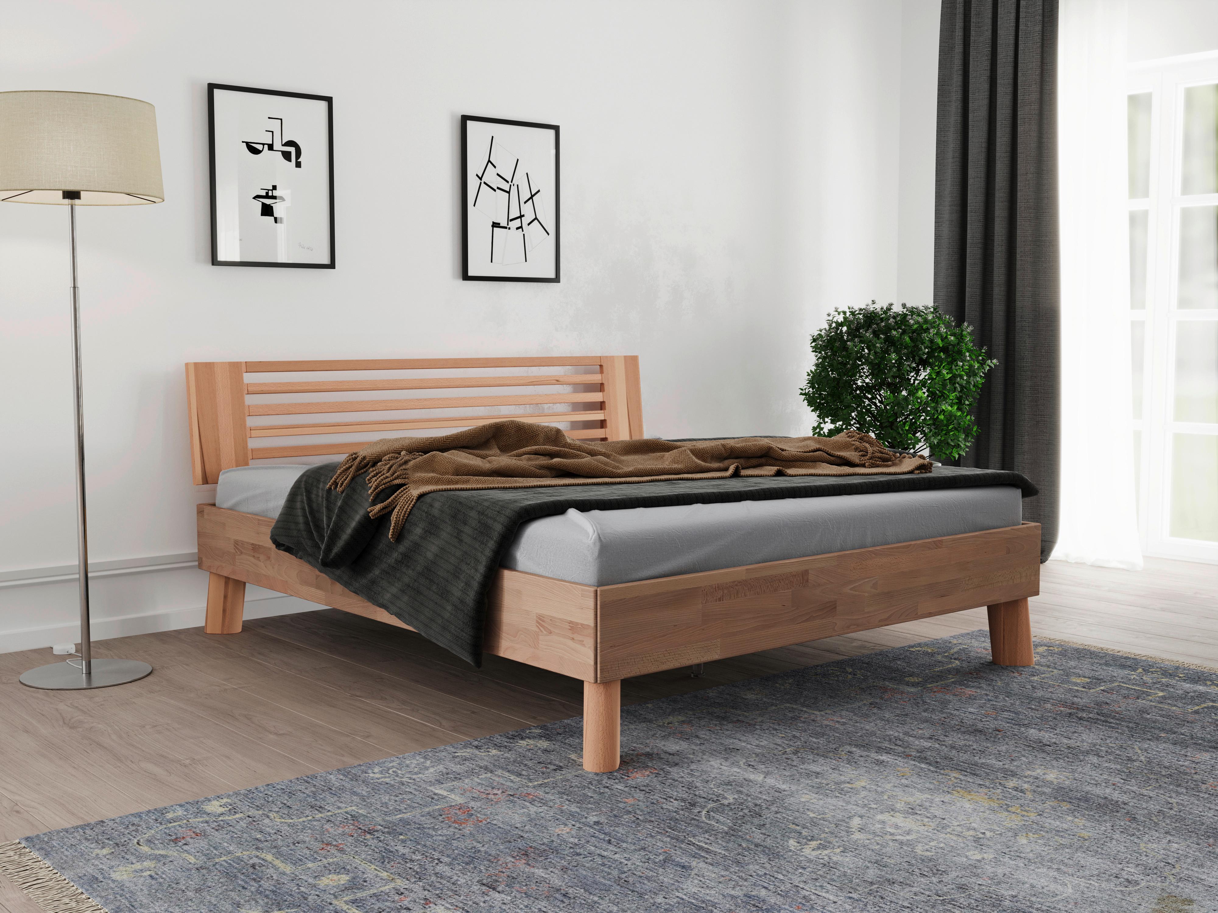 Bett Como Naturfarben /kernbuche 160x200cm - Naturfarben/Kernbuche, MODERN, Holz (160/200cm) - MID.YOU