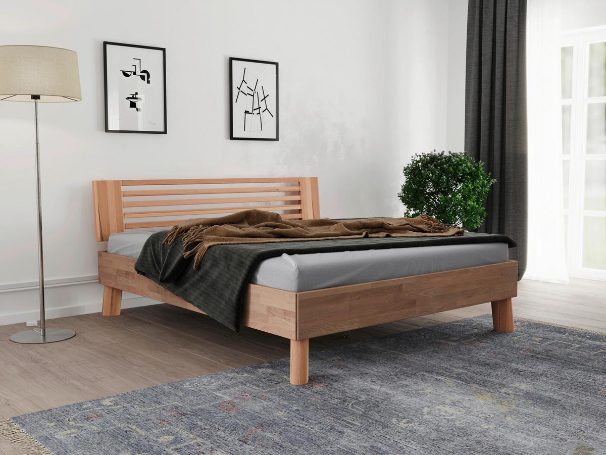 Bett Como Naturfarben /kernbuche 160x200cm - Naturfarben/Kernbuche, MODERN, Holz (160/200cm) - MID.YOU