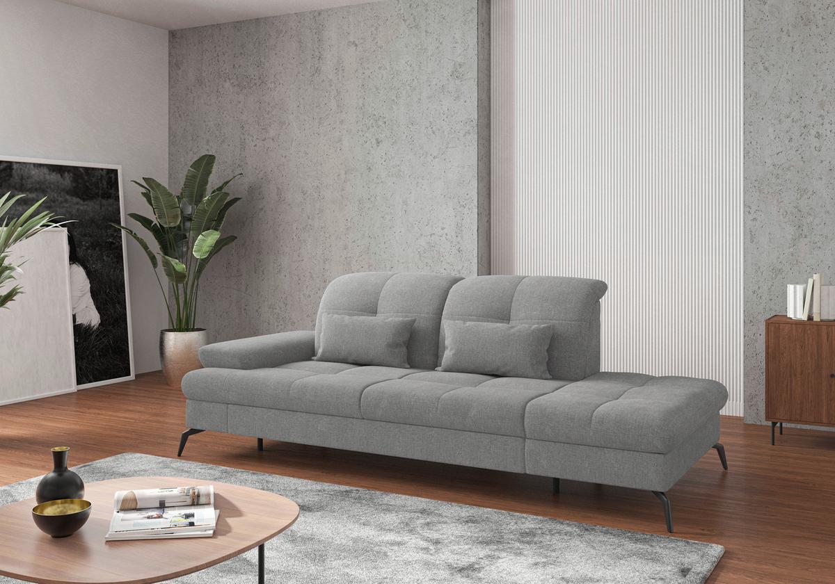 Récamiere Amica E, Hellgrau B: 231 Cm - Hellgrau/Schwarz, KONVENTIONELL, Textil (231/90/122cm) - Sit & More