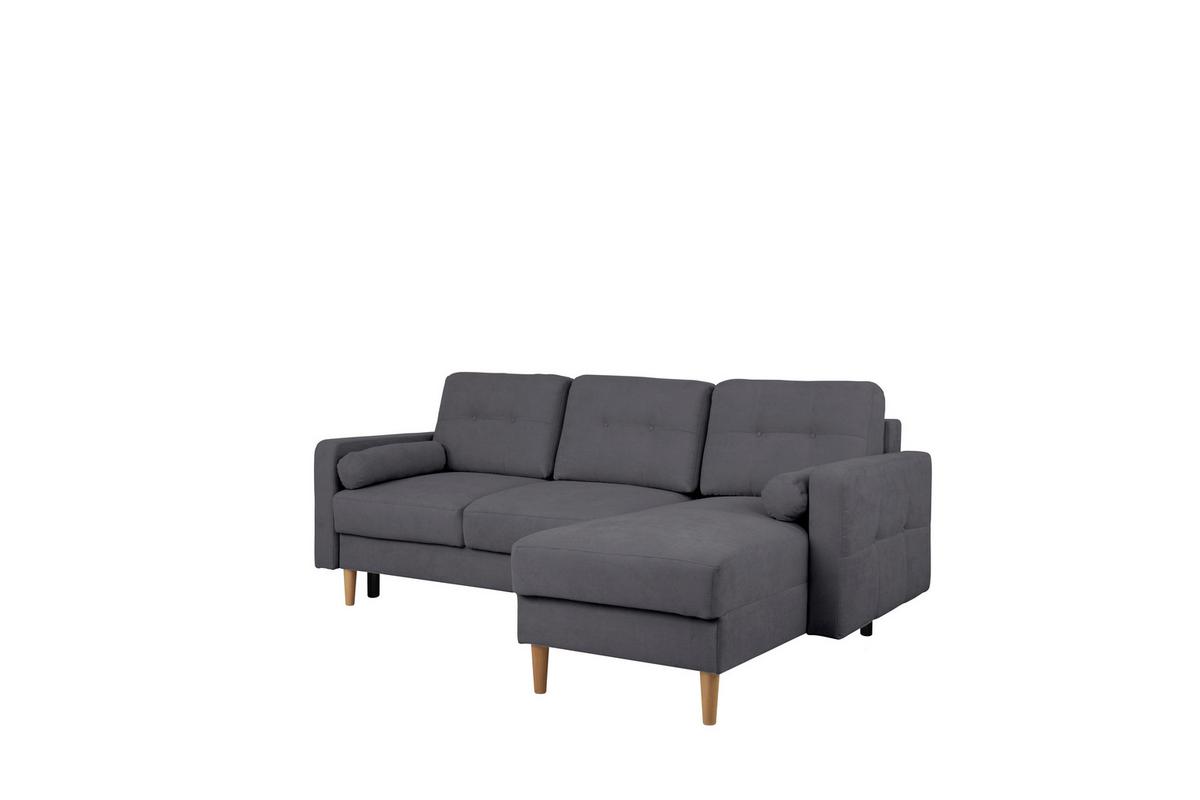 Ecksofa Noret Dunkelgrau S: 223x157 Cm - Dunkelgrau/Buchefarben, Design, Textil (223/157cm) - MID.YOU
