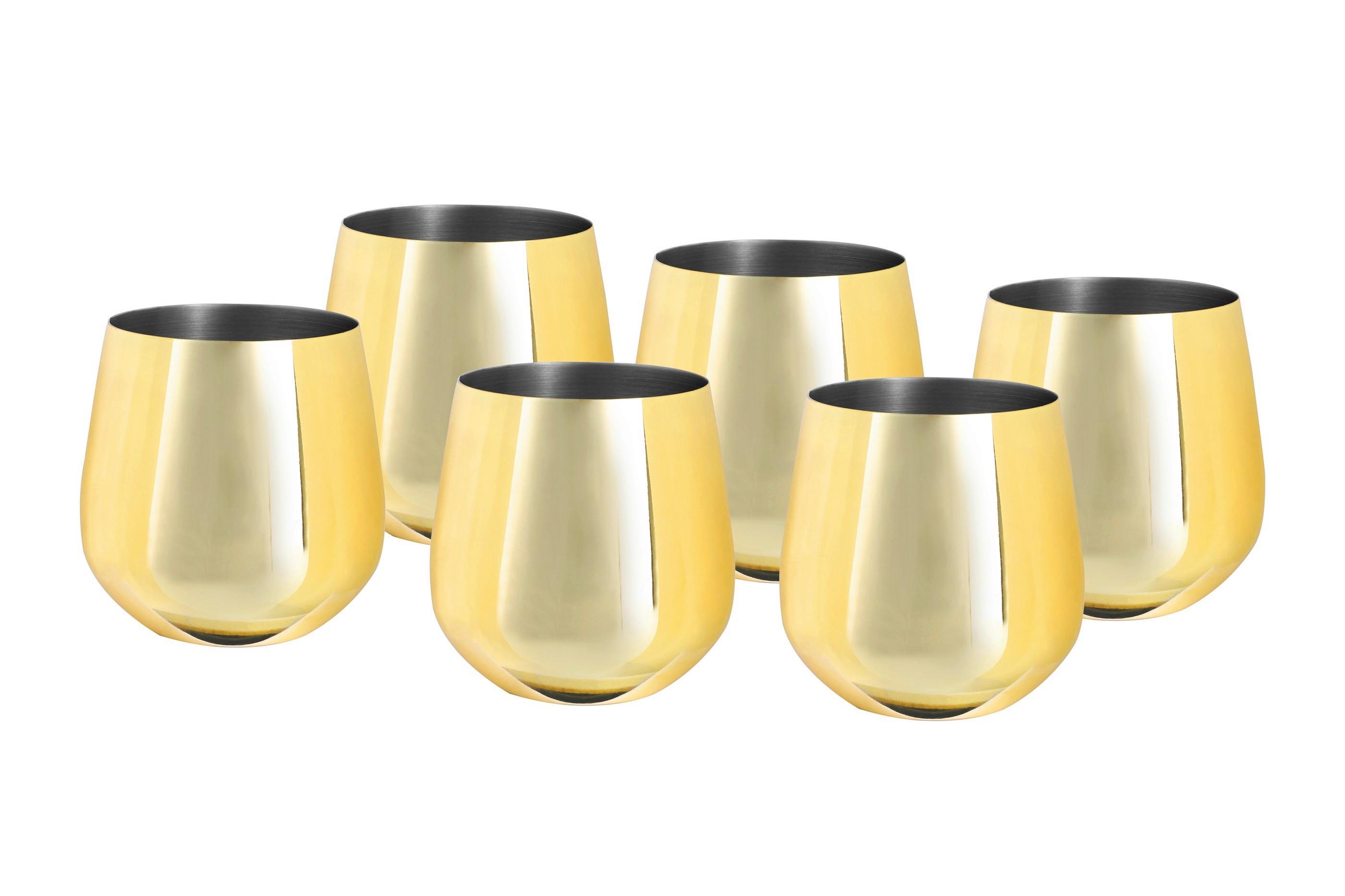 Wasserglas 6er-set Je Ca. 500 Ml - Goldfarben, Trend, Metall (9,9cm) - Echtwerk