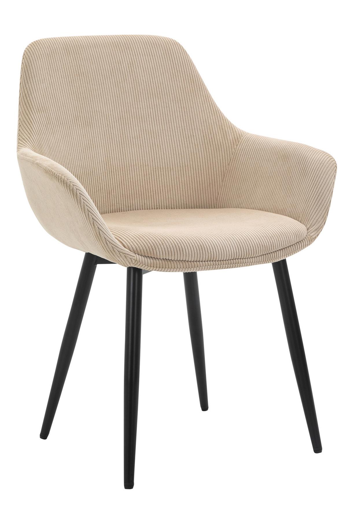 Armlehnstuhl-Set Beige B: 64 cm - Beige/Schwarz, MODERN, Textil/Metall (64/86/59cm) - Livetastic