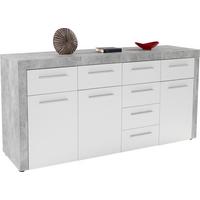 Kommode B 194cm Focus Beton Optik/weiß - Schwarz/Weiß, MODERN, Holzwerkstoff (194/86/45cm)