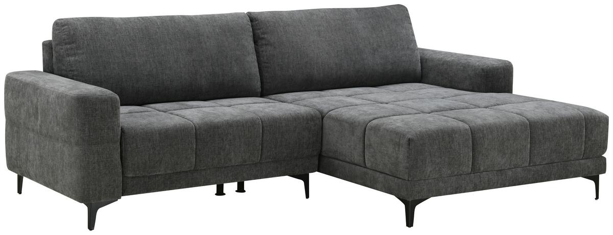 Ecksofa mit Relaxfunktion Chandler - Dunkelgrau/Schwarz, MODERN, Textil (246/165cm) - MID.YOU